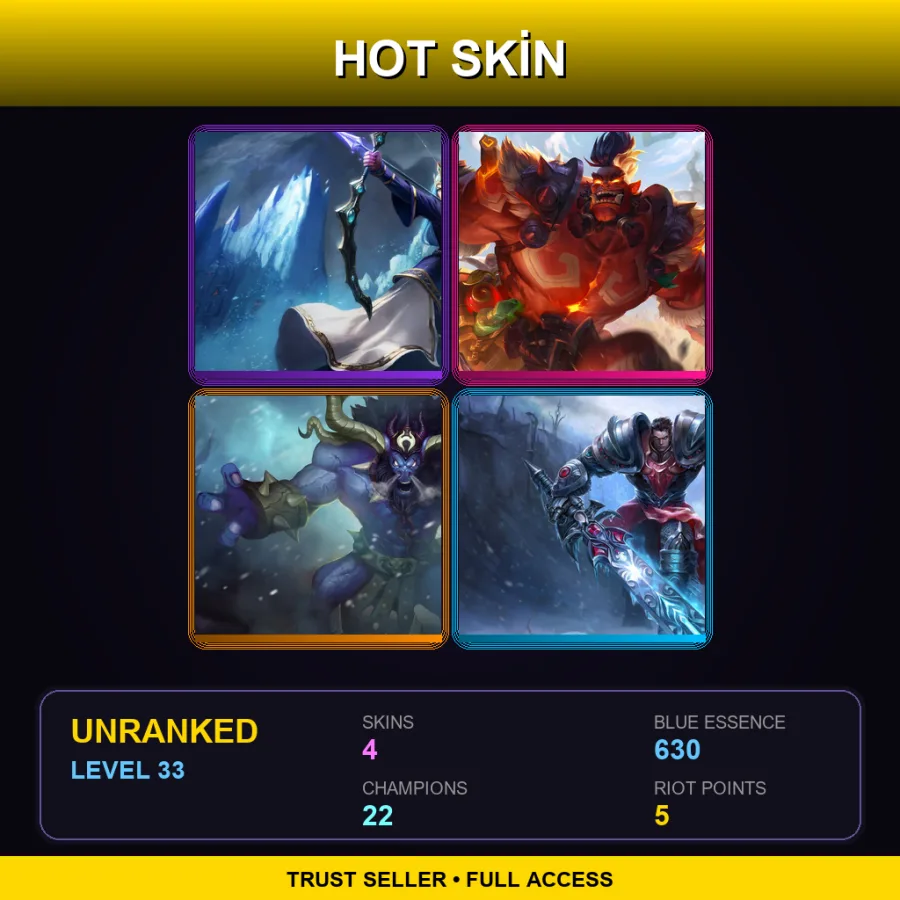 EUNE | Lv33 | Unranked | 4 Skin | 22 Champ