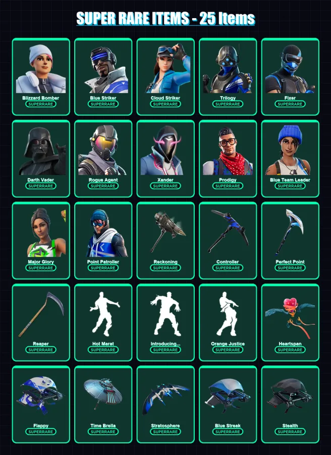 [PC/XBOX] | Blizzard Bomber | Blue Striker | Cloud Striker | Trilogy | Fixer | 192 skin | 249 pickaxe | 175 emote | 200 glider | Lv4837