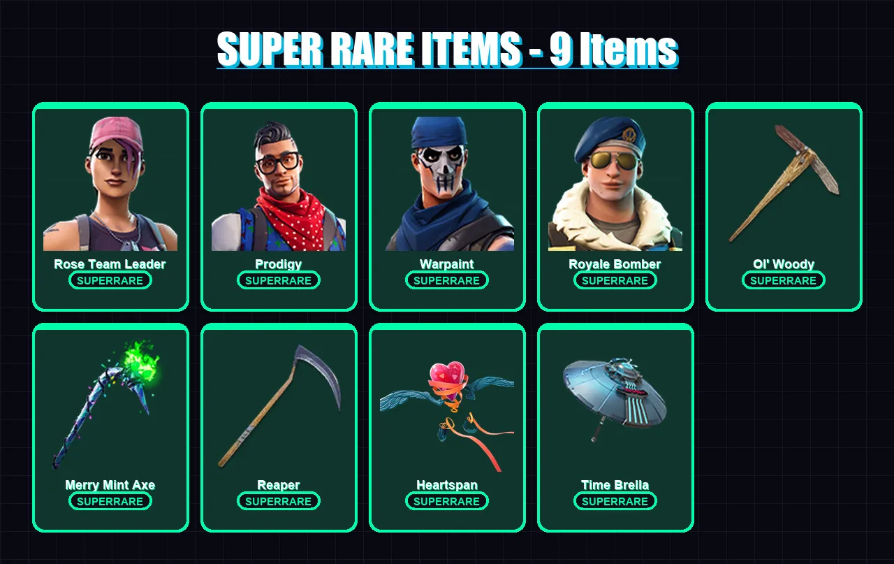 [PC/XBOX] | Rose Team Leader | Prodigy | Warpaint | Royale Bomber | Optimus Prime | 185 skin | 250 pickaxe | 178 emote | 194 glider | Lv3195