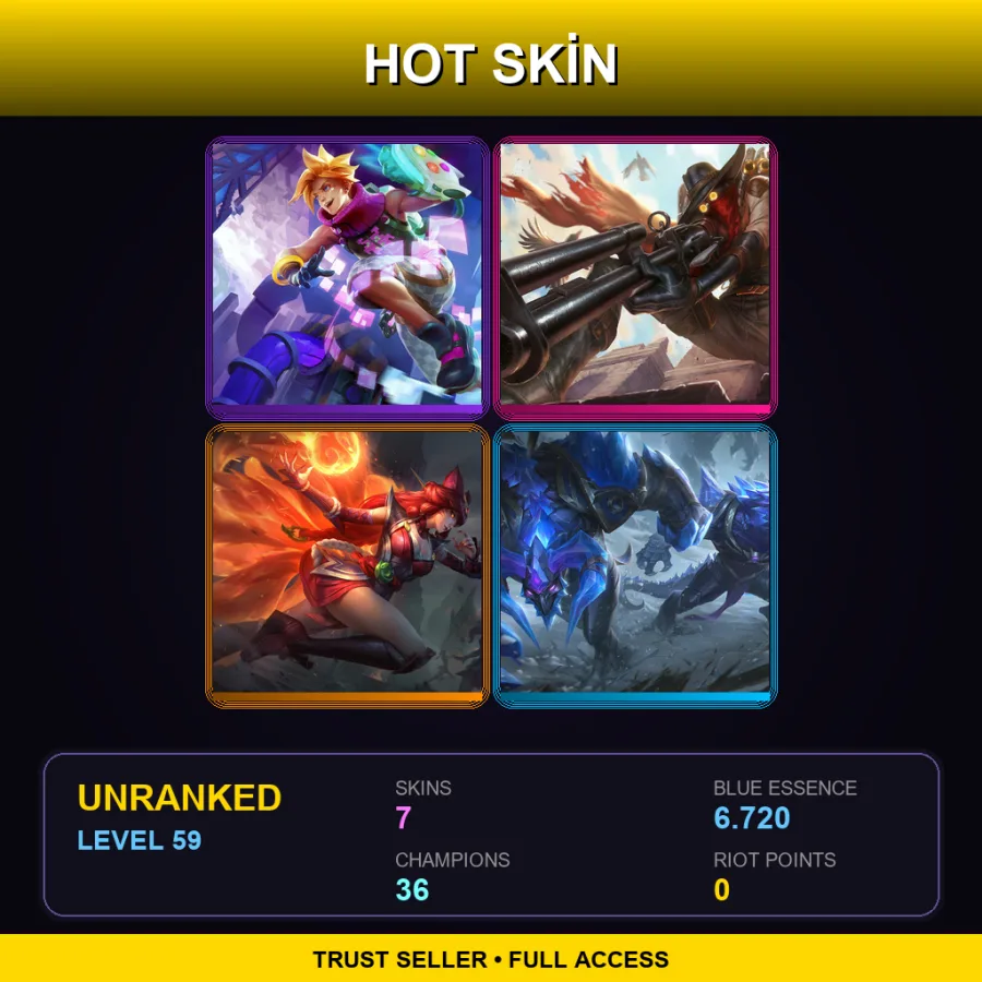EUW | Lv59 | Unranked | 7 Skin | 36 Champ
