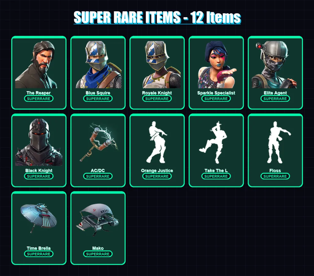[PS4/PS5/XBOX/PC] | The Reaper | Blue Squire | Royale Knight | Sparkle Specialist | Elite Agent | 40 skin | 83 pickaxe | 58 emote | 79 glider | Lv13