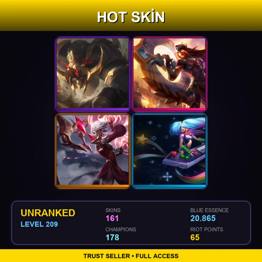 VN | Lv209 | Unranked | 161 Skin | 178 Champ — LoL account
