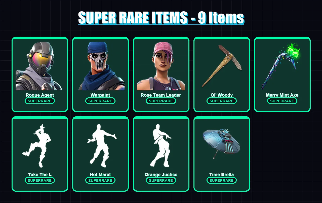 [PC/PSN] | Rogue Agent | Warpaint | Rose Team Leader | Eternal Knight | Deadpool | 212 skin | 237 pickaxe | 156 emote | 171 glider | Lv1981