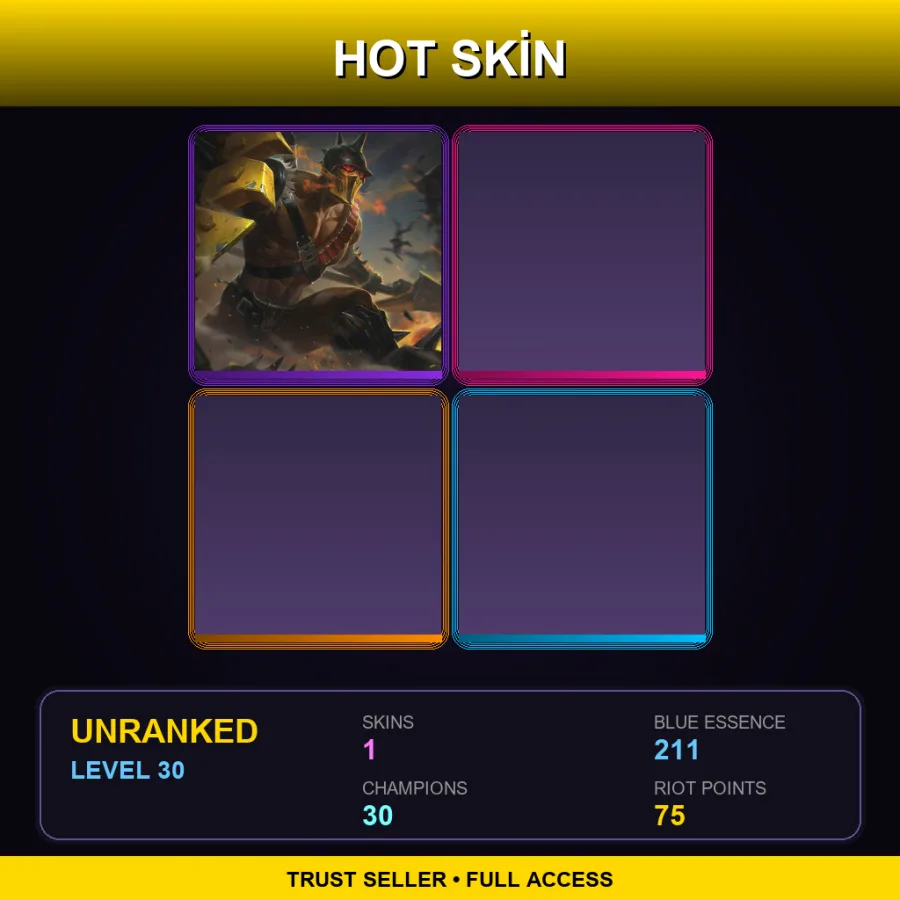 LAN | Ruthless Pantheon | 1 Skin | 30 Champ | Lv30