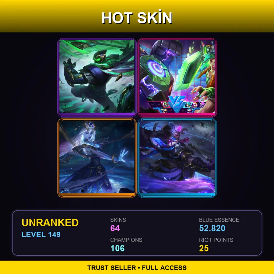 LAS | Lv149 | Unranked | 64 Skin | 106 Champ — Unranked / Smurf League of Legends