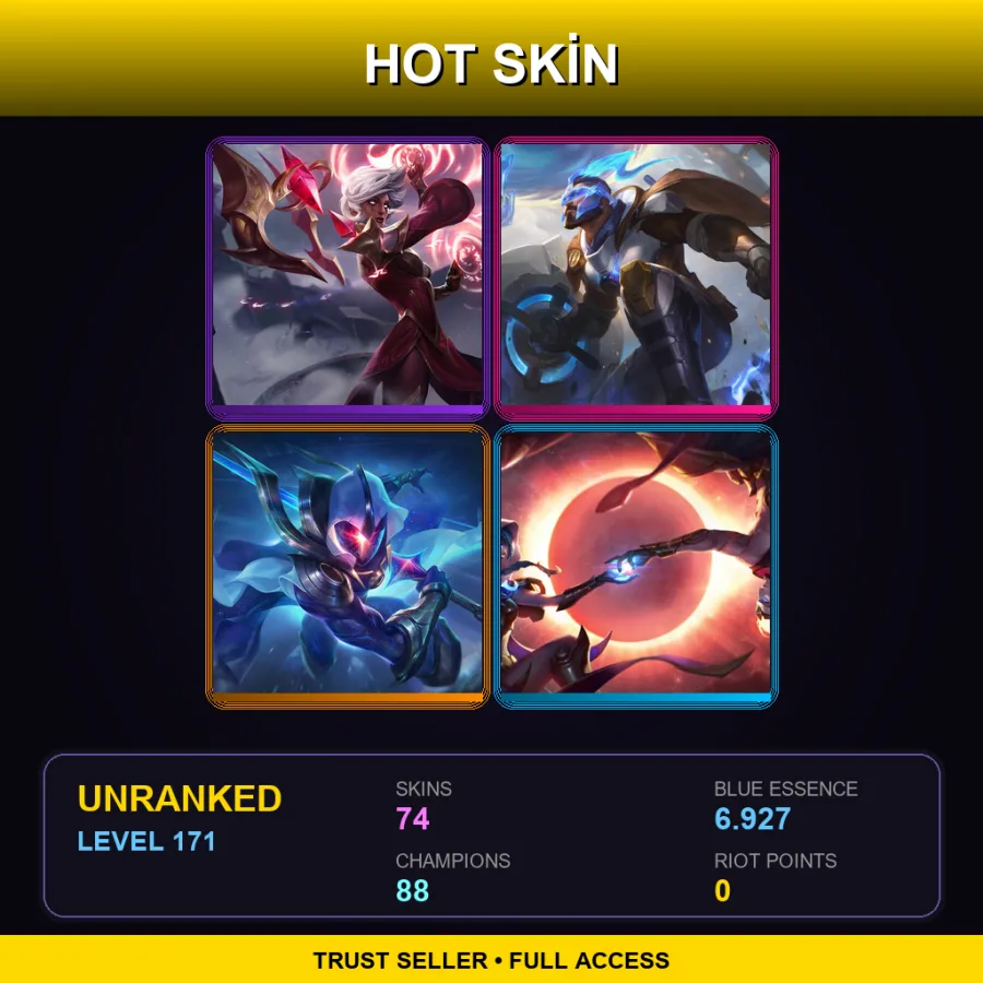 SG | Lv171 | Unranked | 74 Skin | 88 Champ — LoL account