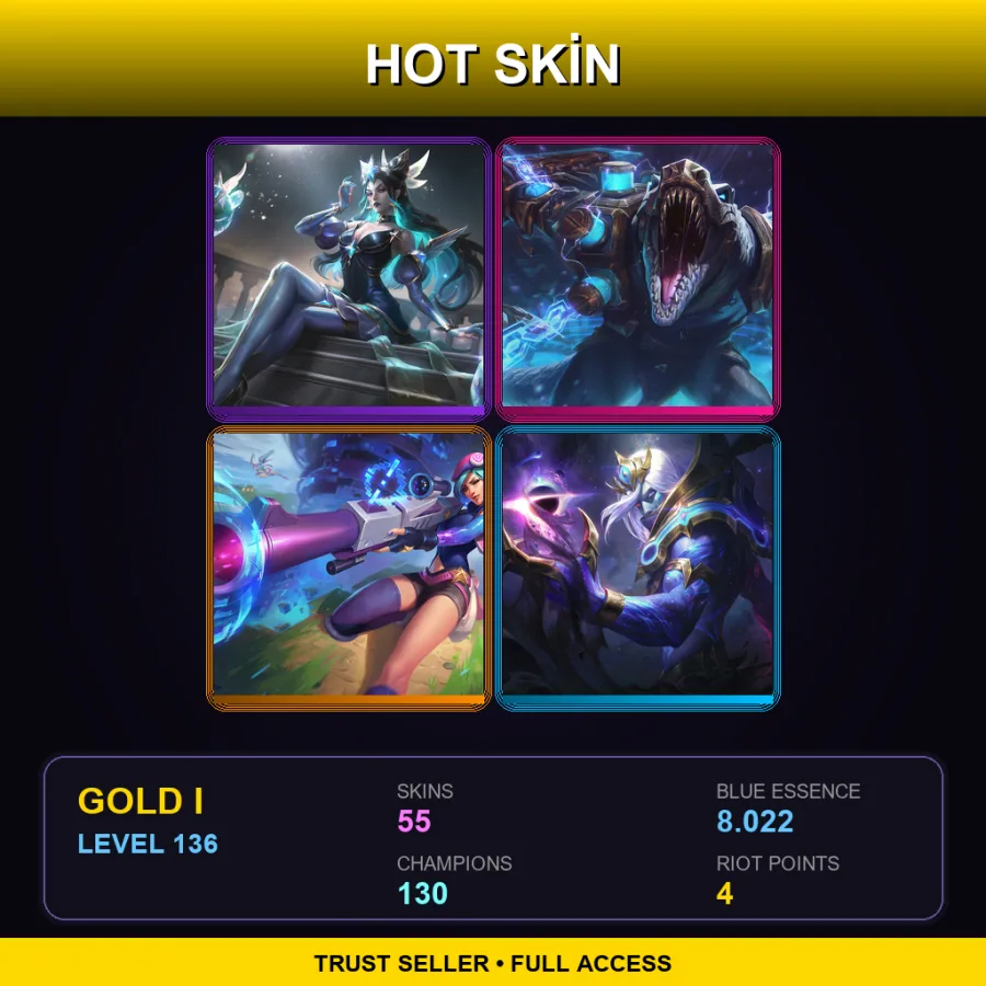 EUW | Lv136 | Gold I | 55 Skin | 130 Champ — Dunkmaster Darius