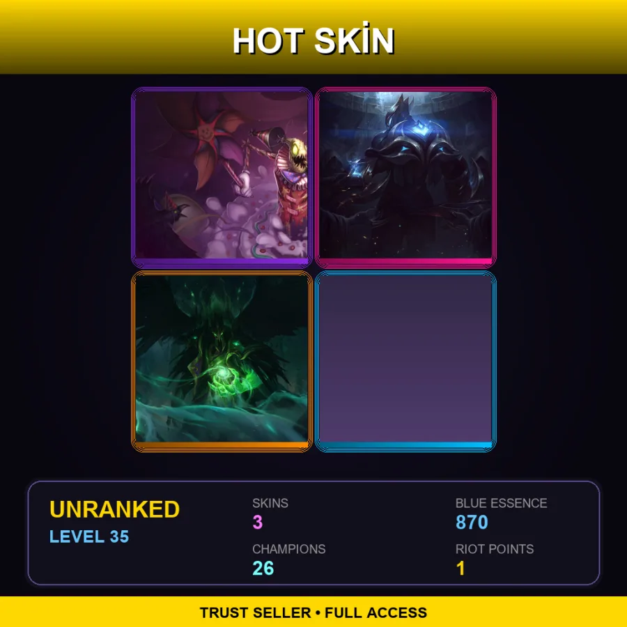 EUW | Lv35 | Unranked | 3 Skin | 26 Champ