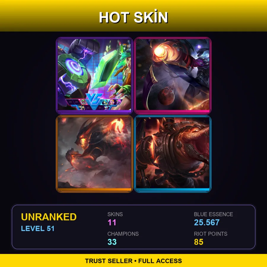 EUW | Lv51 | Unranked | 11 Skin | 33 Champ