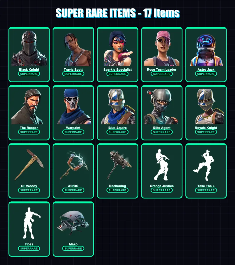 [PC/PSN] | Black Knight | Travis Scott | Sparkle Specialist | Rose Team Leader | Astro Jack | 104 skin | 91 pickaxe | 90 emote | 80 glider | Lv923