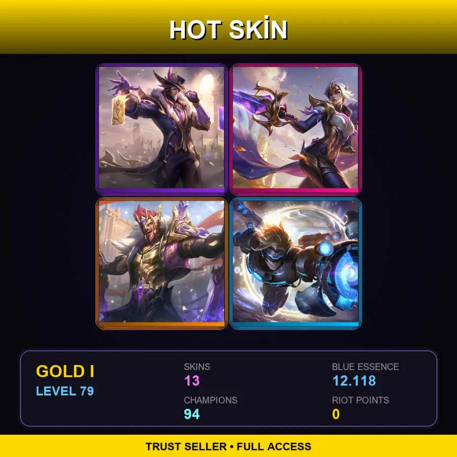 EUW | Lv79 | Gold I | 13 Skin | 94 Champ