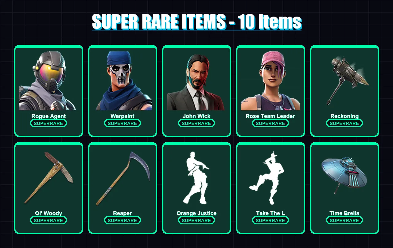 [PC/XBOX] | Rogue Agent | Warpaint | John Wick | Rose Team Leader | Frozen Raven | 67 skin | 55 pickaxe | 63 emote | 55 glider | Lv589 — Fortnite account