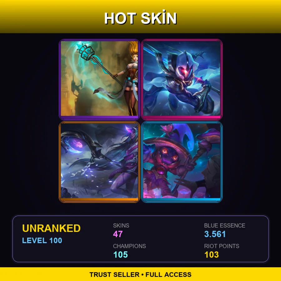EUNE | Lv100 | Unranked | 47 Skin | 105 Champ — Nightmare Tryndamere
