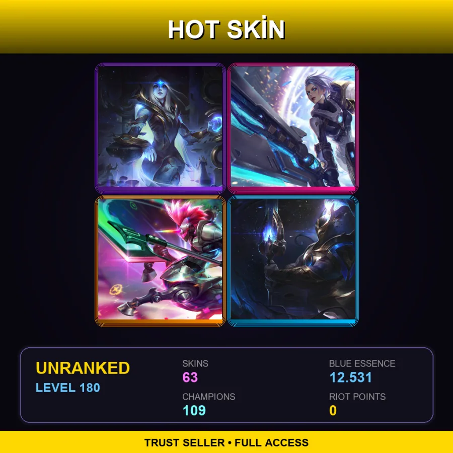 LAN | Lv180 | Unranked | 63 Skin | 109 Champ — Odyssey Karma