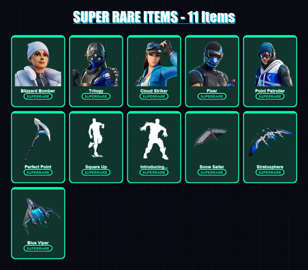 [PC/XBOX] | Blizzard Bomber | Trilogy | Cloud Striker | Fixer | Point Patroller | 94 skin | 108 pickaxe | 79 emote | 93 glider | Lv1530