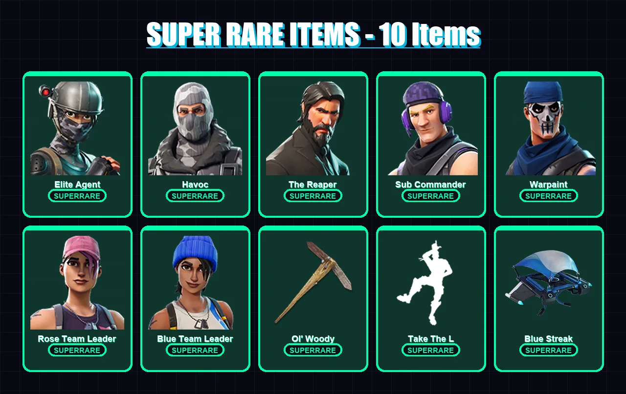 [PC/XBOX/PSN] | Elite Agent | Havoc | The Reaper | Sub Commander | Warpaint | 13 skin | 11 pickaxe | 10 emote | 15 glider | Lv108