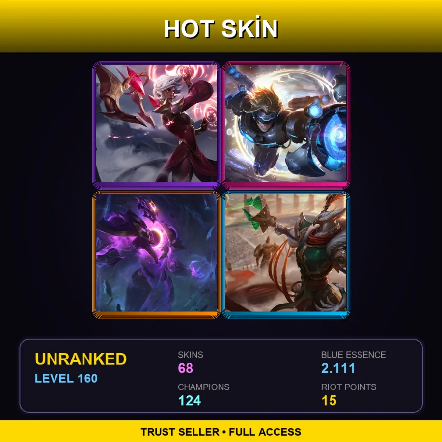 BR | Conqueror Karma | Pulsefire Ezreal | Dark Star Xerath | Warring Kingdoms Azir | 68 Skin | 124 Champ | Lv160