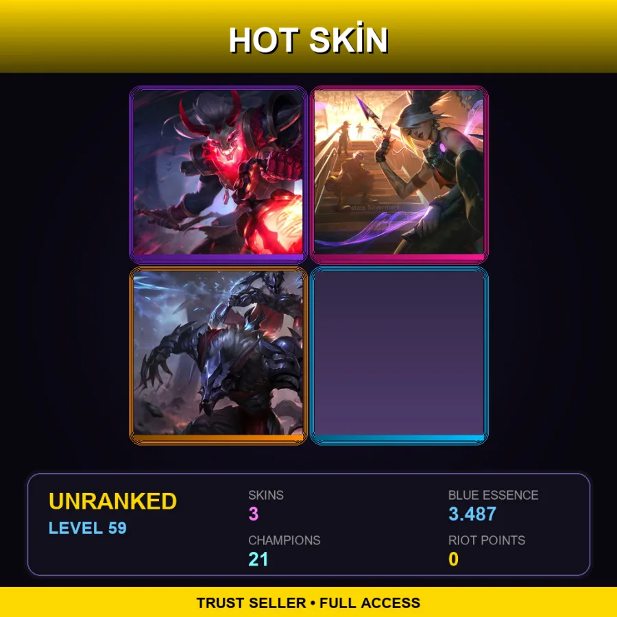 LAS | Lv59 | Unranked | 3 Skin | 21 Champ — LoL account