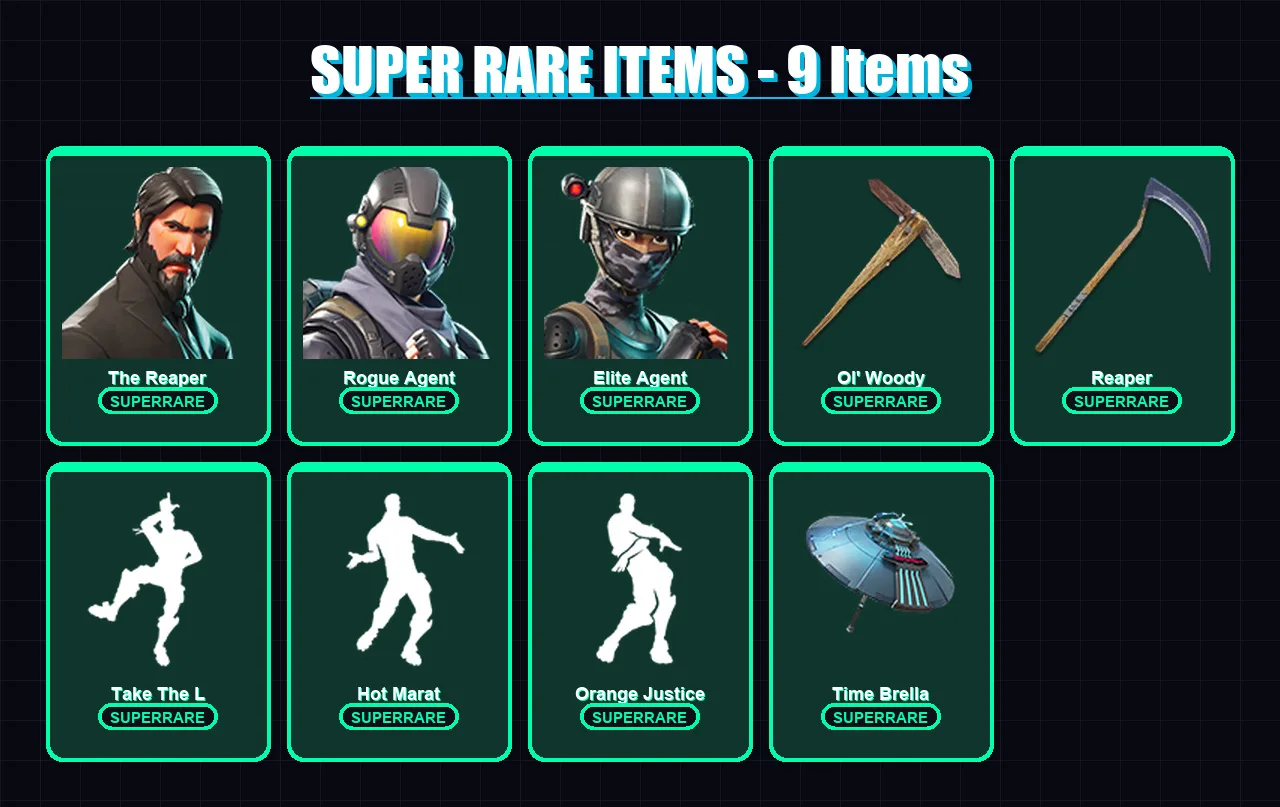 [PC/XBOX/PSN] | The Reaper | Rogue Agent | Elite Agent | Red Knight | Chomp Sr. | 218 skin | 247 pickaxe | 217 emote | 170 glider | Lv2591