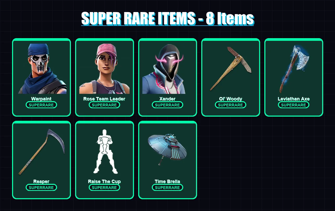 [PC/XBOX/PSN] | Warpaint | Rose Team Leader | Xander | Ronin | Raz | 144 skin | 127 pickaxe | 99 emote | 101 glider | Lv1435 — Fortnite account