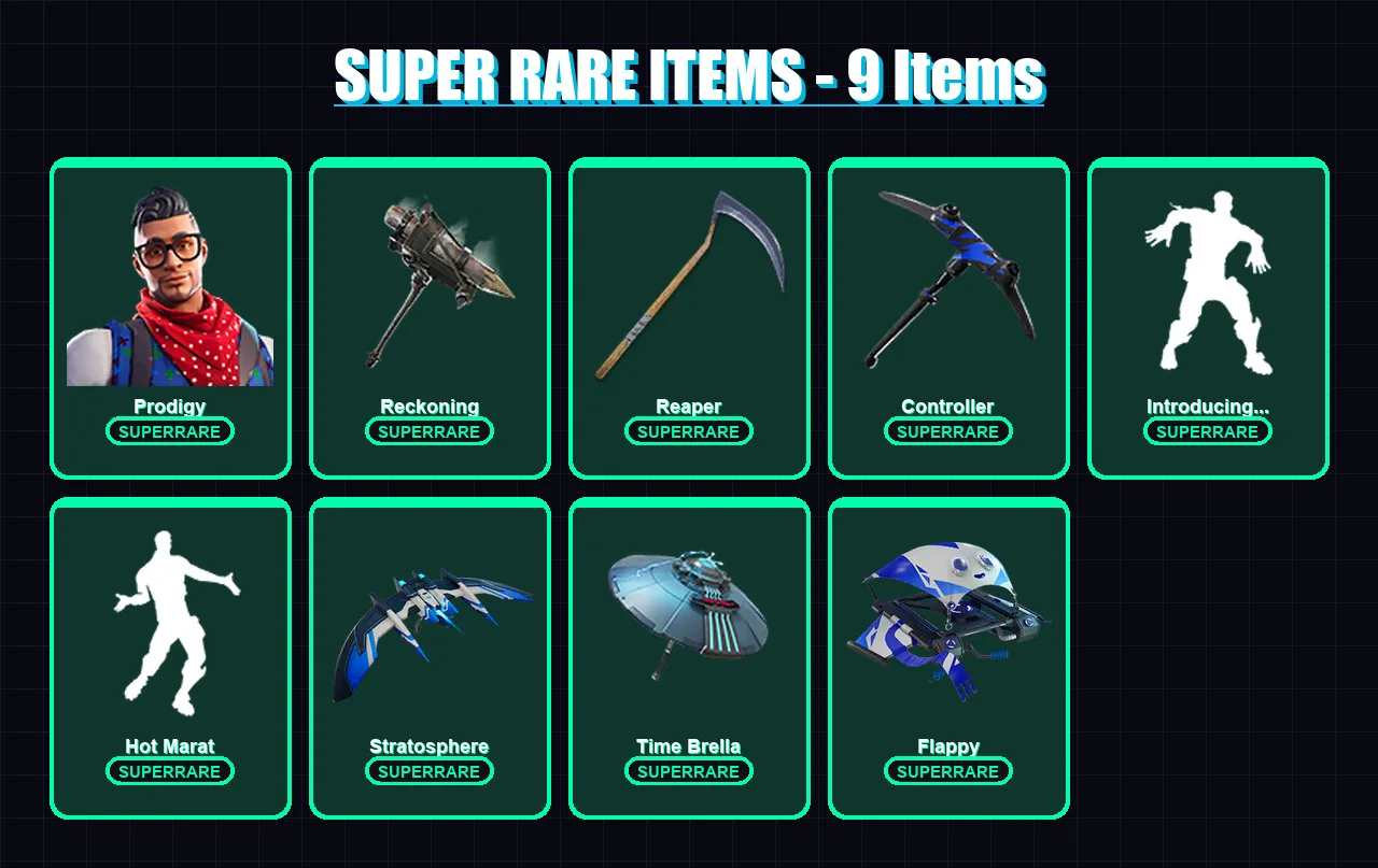[PS4/PS5/XBOX/PC] | Prodigy | Ronin | Mandalorian | Spectra Knight | Zenith | 44 skin | 80 pickaxe | 77 emote | 79 glider | Lv1177