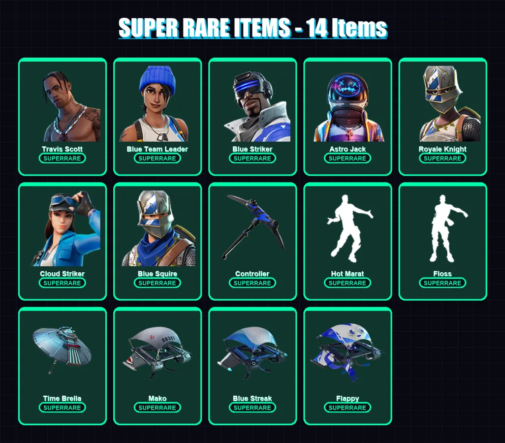 [PS4/PS5/XBOX/PC] | Travis Scott | Blue Team Leader | Blue Striker | 95 skin | Lv2278