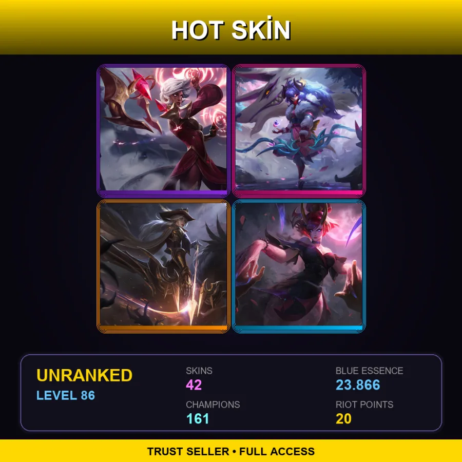 SG | Lv86 | Unranked | 42 Skin | 161 Champ