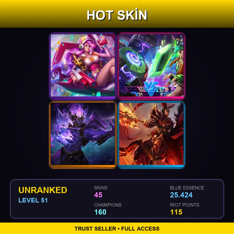 VN | Lv51 | Unranked | 45 Skin | 160 Champ