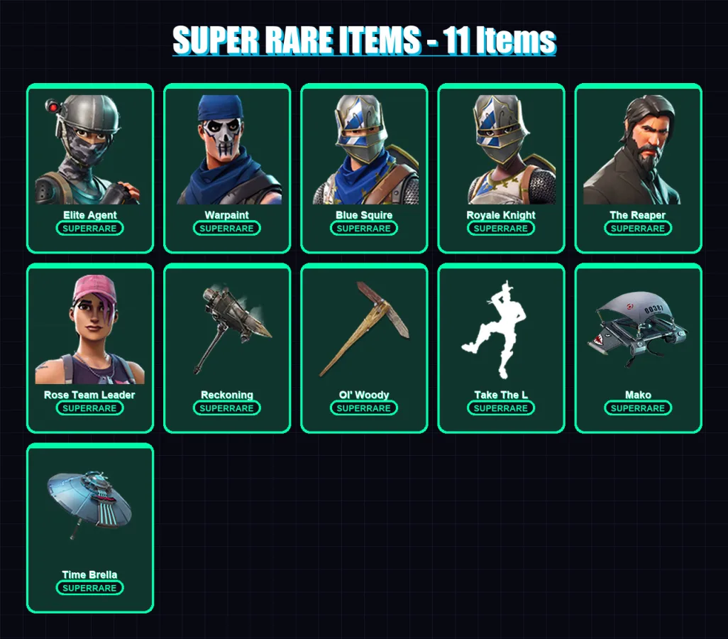 [PC/PSN] | Elite Agent | Warpaint | Blue Squire | Royale Knight | The Reaper | 28 skin | 27 pickaxe | 48 emote | 39 glider | Lv496 — Fortnite account
