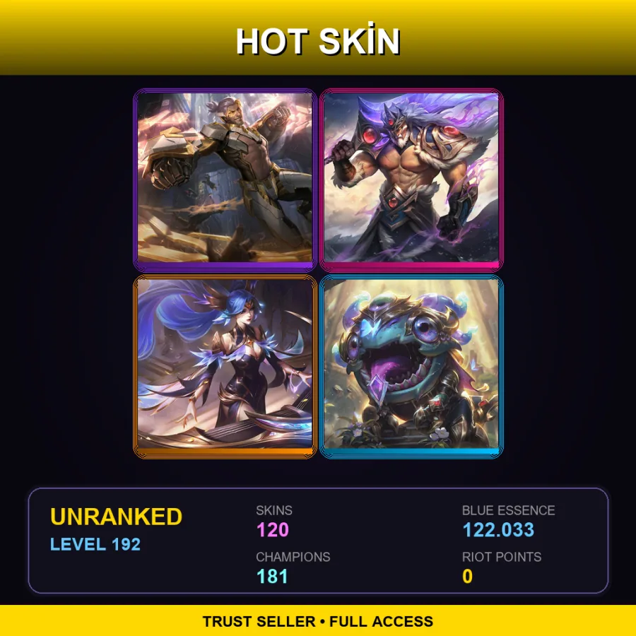 VN | Lv192 | Unranked | 120 Skin | 181 Champ with Ashe