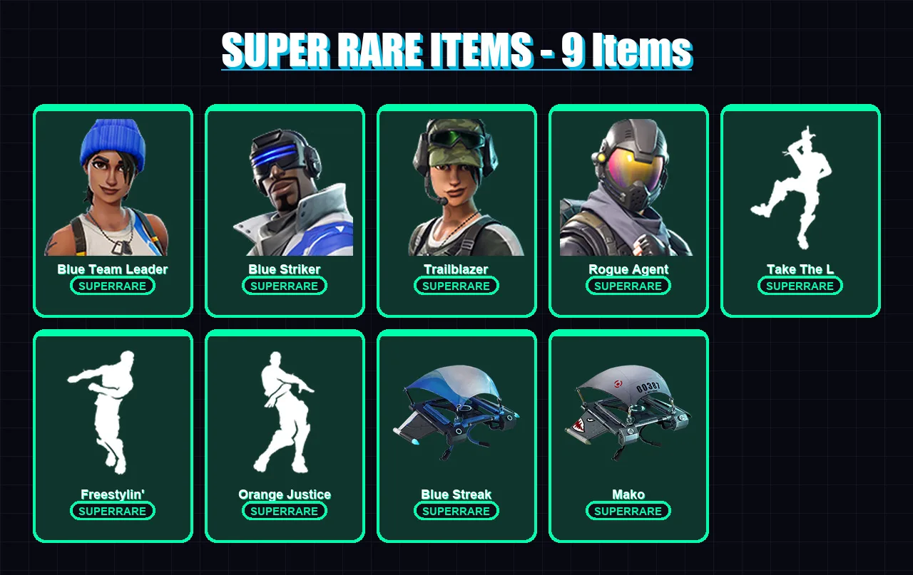 [PC/XBOX/PSN] | Blue Team Leader | Blue Striker | Trailblazer | Rogue Agent | Omega | 31 skin | 23 pickaxe | 36 emote | 25 glider | Lv294