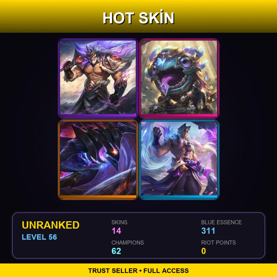 EUW | Lv56 | Unranked | 14 Skin | 62 Champ — Eternal Dragon Brand