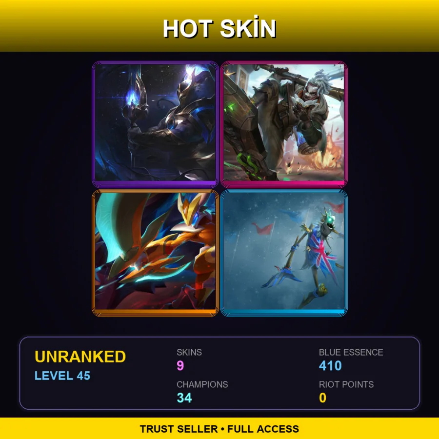 LAS | Lv45 | Unranked | 9 Skin | 34 Champ — Cosmic Defender Xin Zhao