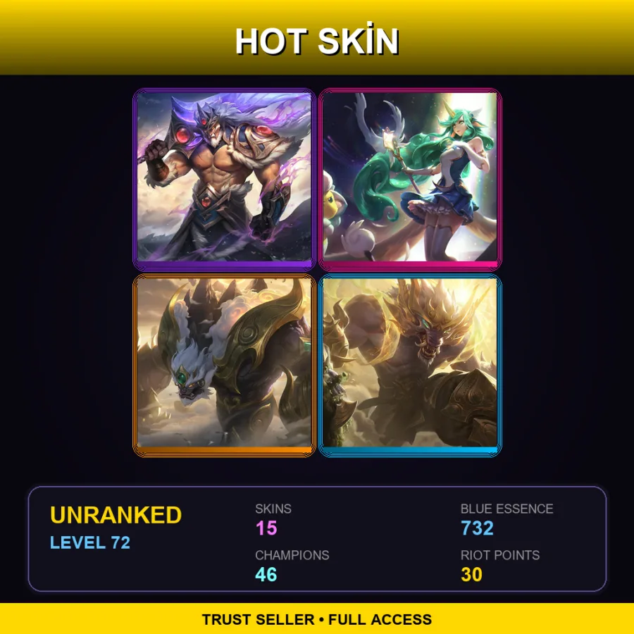 EUW | Lv72 | Unranked | 15 Skin | 46 Champ — Lunar Guardian Malphite