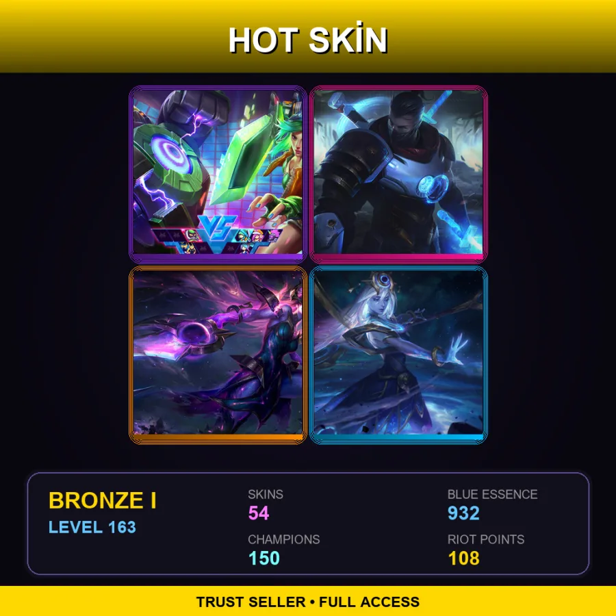 TR | Lv163 | Bronze I | 54 Skin | 150 Champ — LoL account