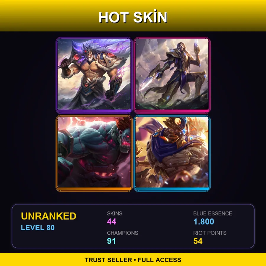 SG | Lv80 | Unranked | 44 Skin | 91 Champ