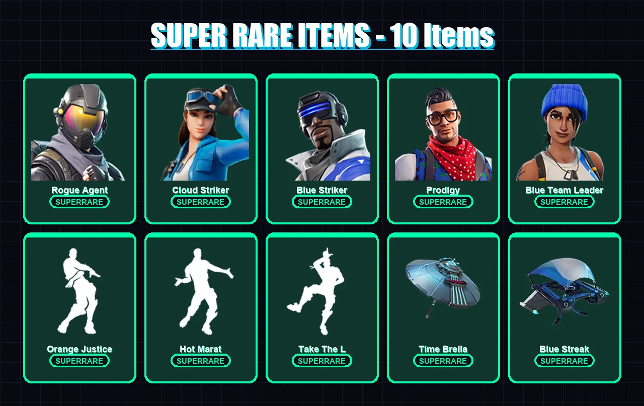 [PS4/PS5/XBOX/PC] | Rogue Agent | Cloud Striker | Blue Striker | Prodigy | Blue Team Leader | 65 skin | 77 pickaxe | 75 emote | 75 glider | Lv972