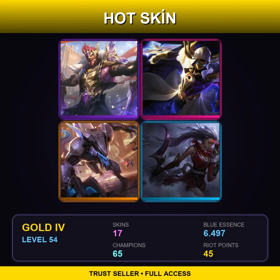 TR | Lv54 | Gold IV | 17 Skin | 65 Champ — LoL account