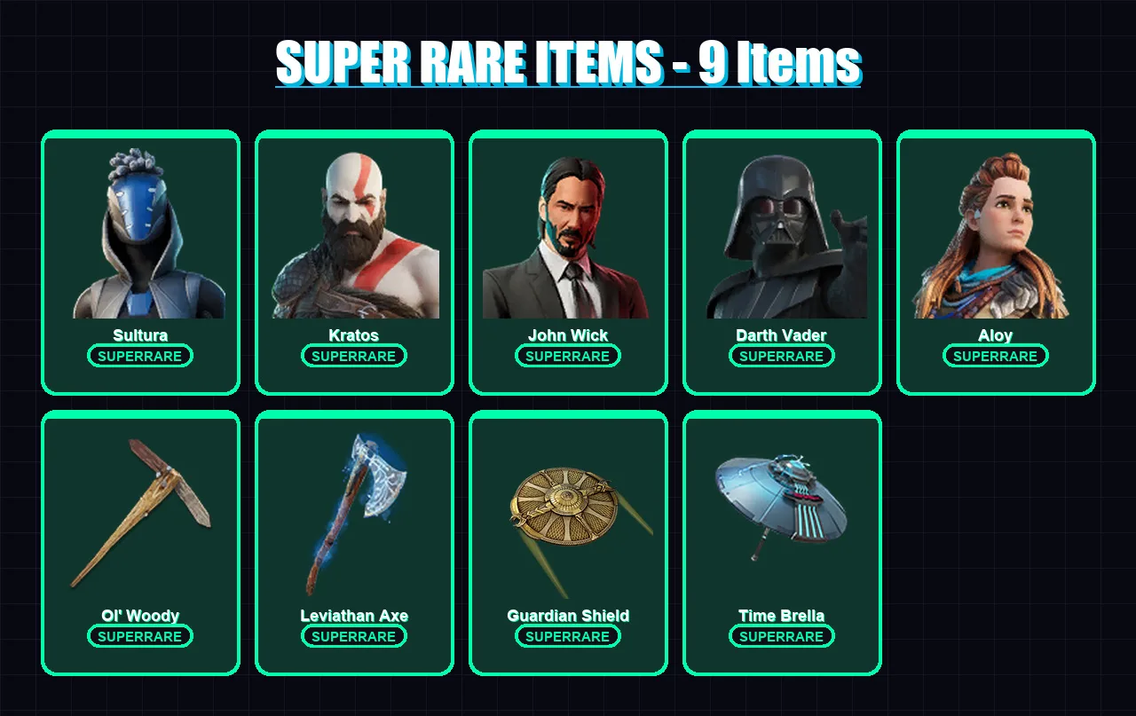 [PS4/PS5/XBOX/PC] | Sultura | Kratos | John Wick | Darth Vader | Aloy | 259 skin | 258 pickaxe | 158 emote | 189 glider | Lv2827