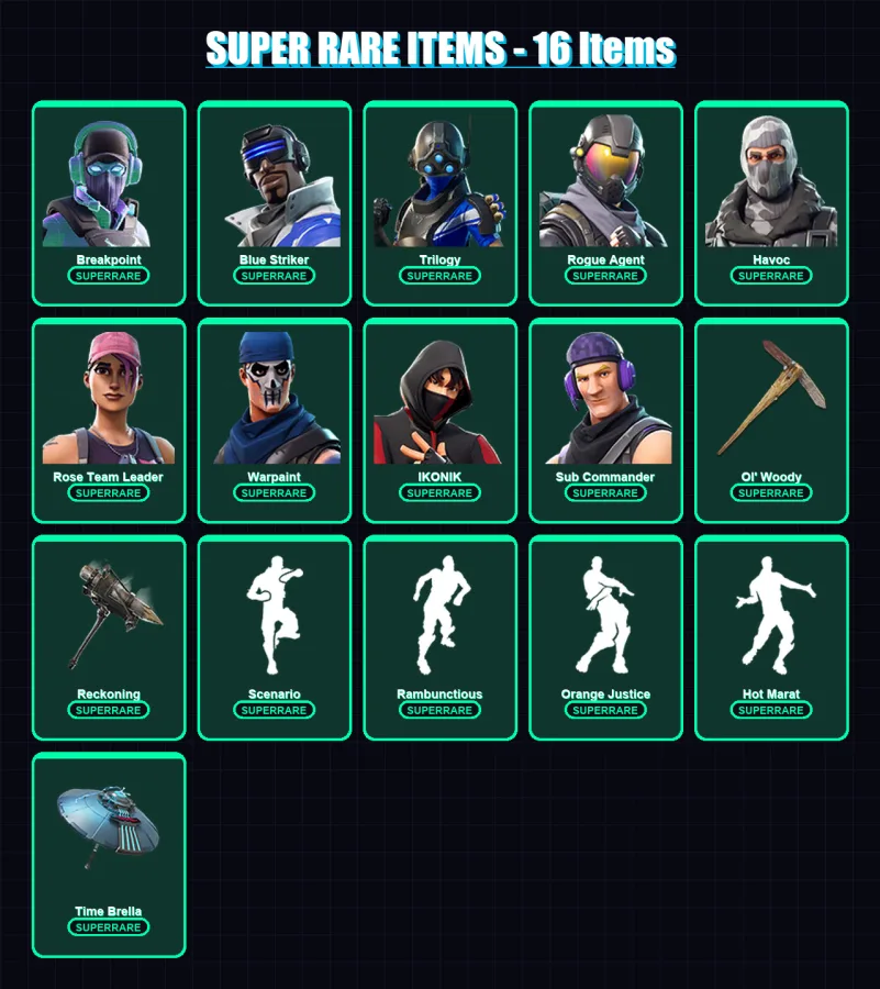 [PC/XBOX/PSN] | Breakpoint | Blue Striker | Trilogy | Rogue Agent | Havoc | 116 skin | 140 pickaxe | 165 emote | 121 glider | Lv2250 — Fortnite account