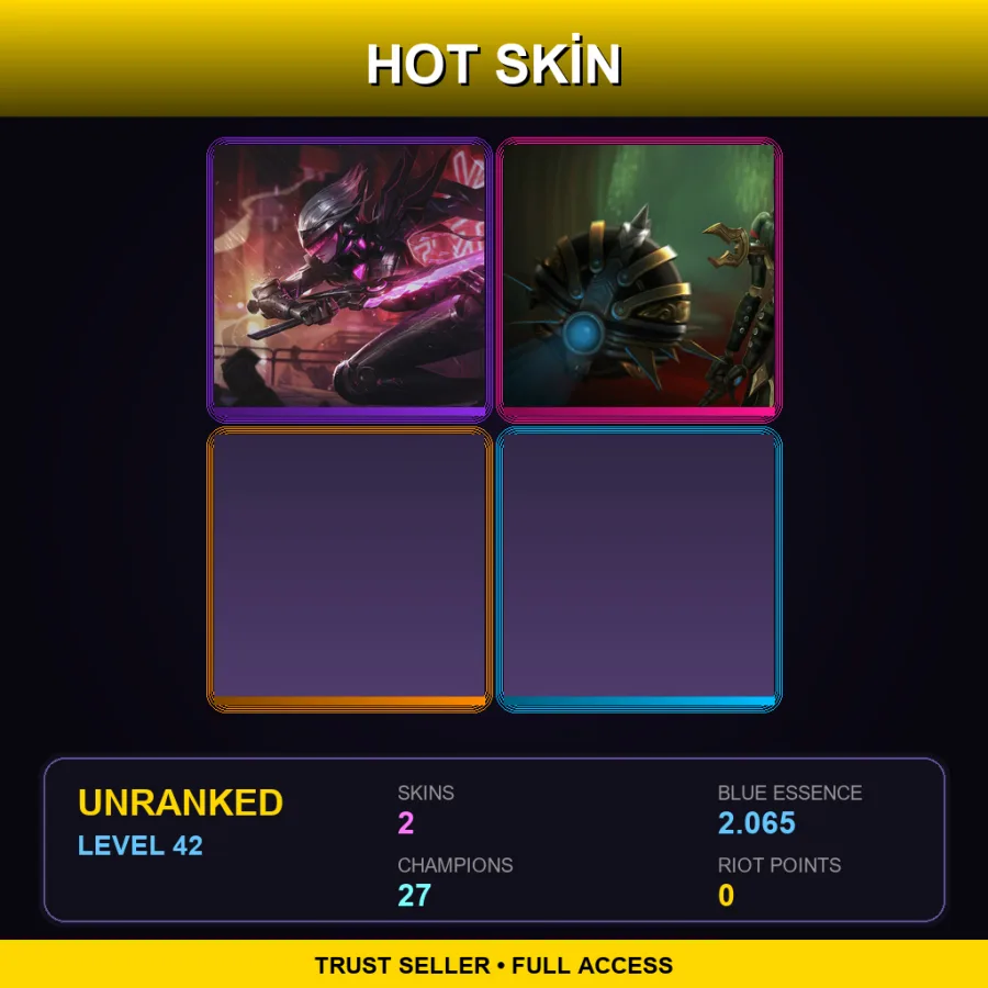 LAS | Lv42 | Unranked | 2 Skin | 27 Champ — LoL account