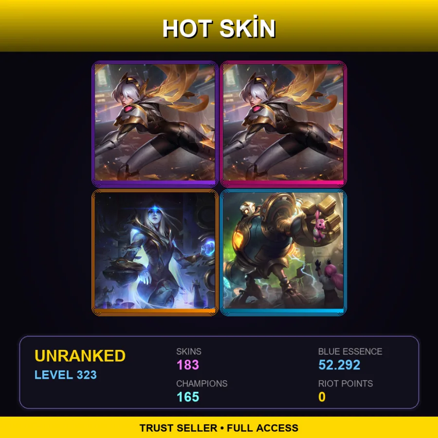 VN | Lv323 | Unranked | 183 Skin | 165 Champ — LoL account