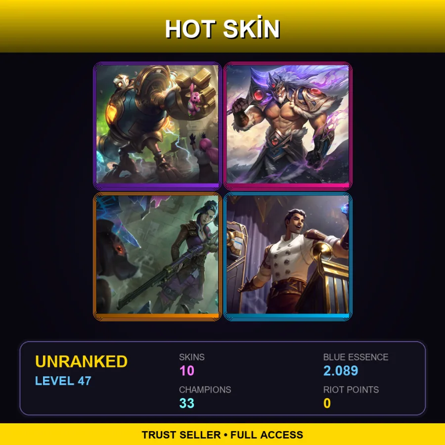 BR | Lv47 | Unranked | 10 Skin | 33 Champ