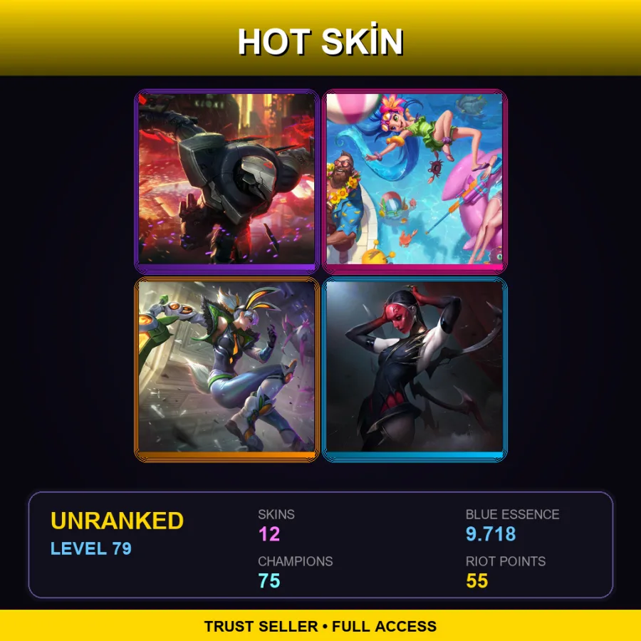 LAS | Lv79 | Unranked | 12 Skin | 75 Champ — Battle Bunny Prime Riven