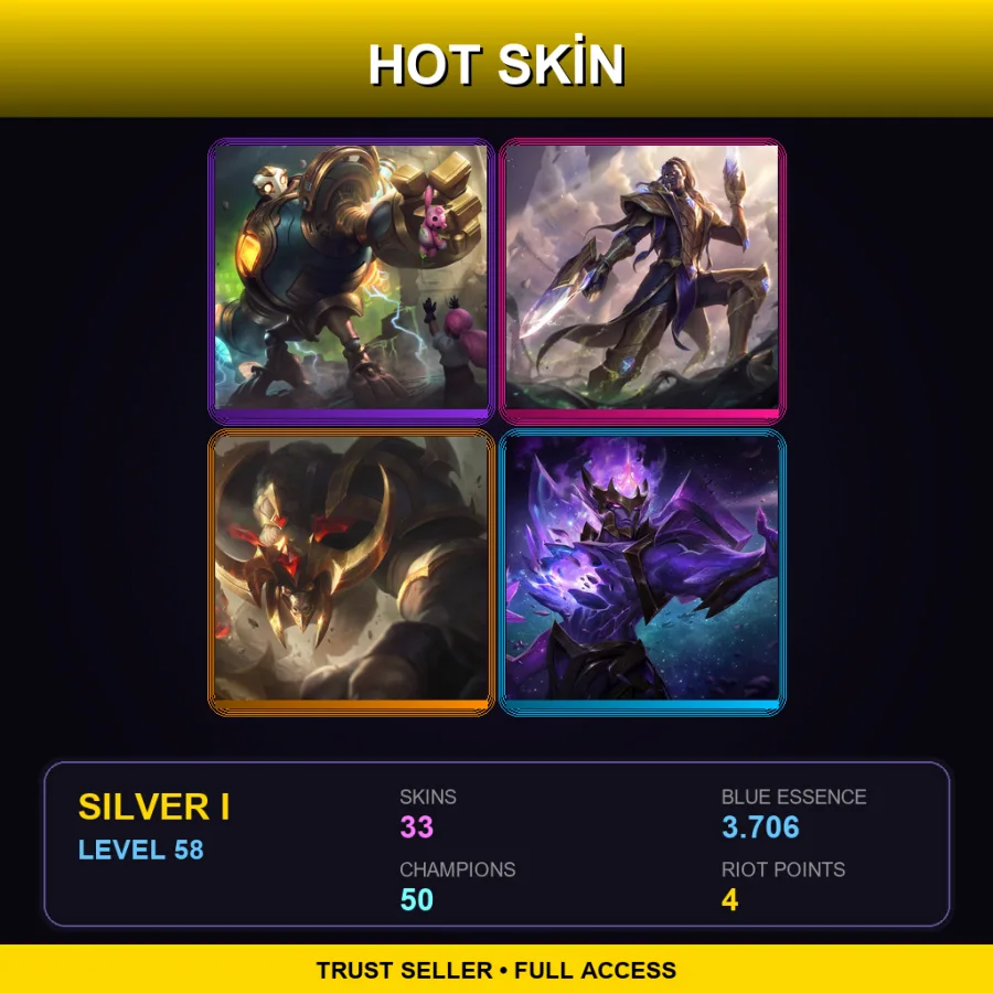 SG | Lv58 | Silver I | 33 Skin | 50 Champ