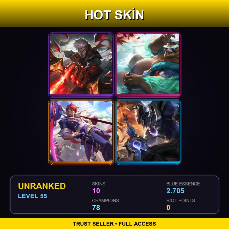 EUW | Lv55 | Unranked | 10 Skin | 78 Champ