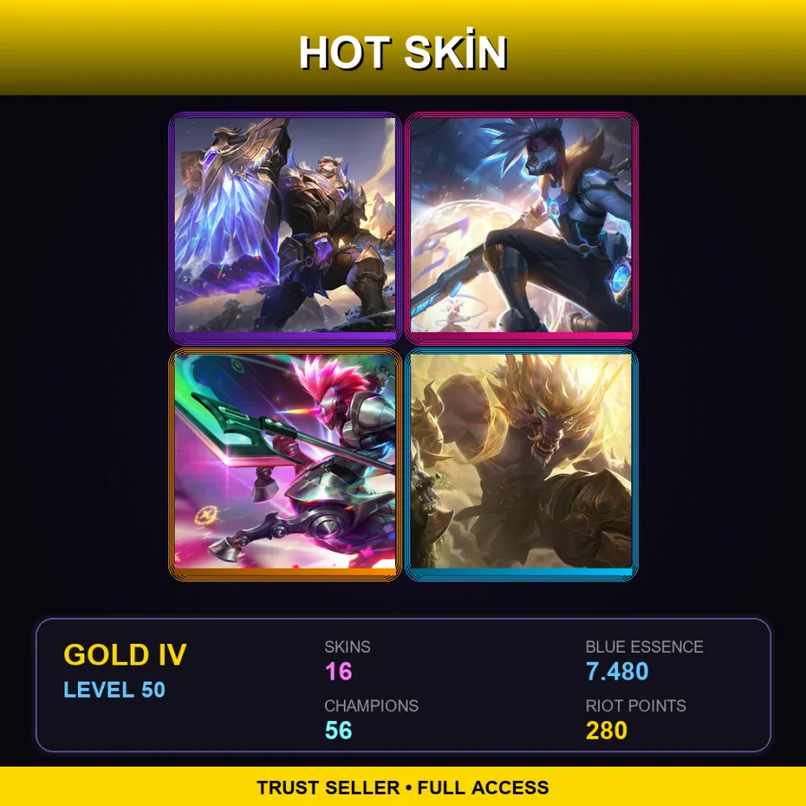 EUW | Lv50 | Gold IV | 16 Skin | 56 Champ