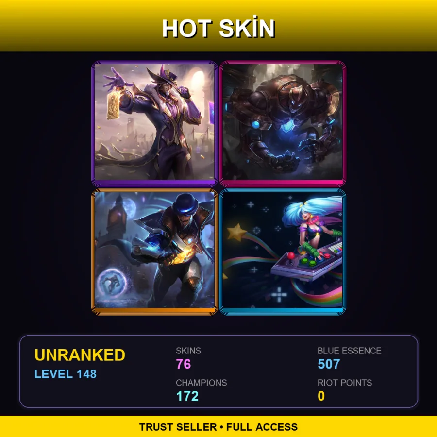 SG | Lv148 | Unranked | 76 Skin | 172 Champ — LoL account