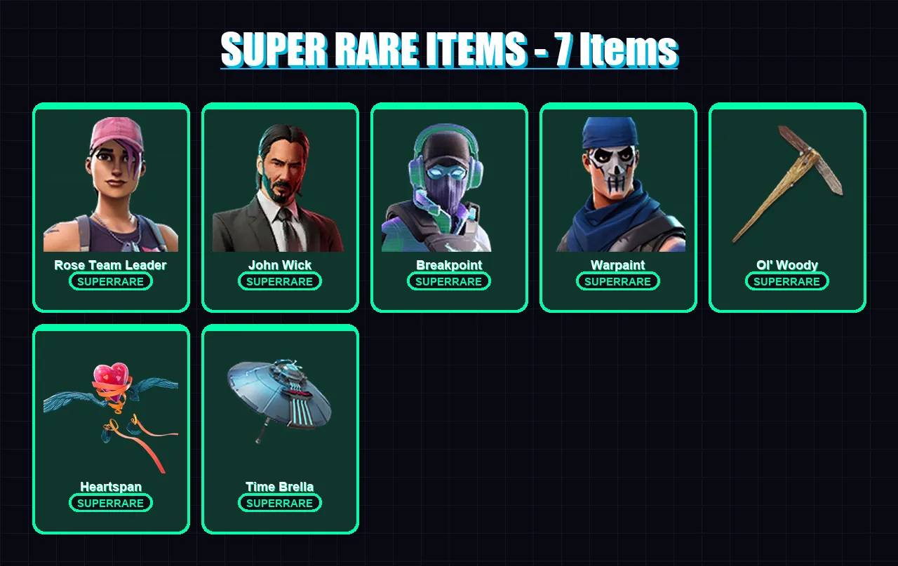 [PS4/PS5/XBOX/PC] | Rose Team Leader | John Wick | Breakpoint | Warpaint | Ultima Knight | 48 skin | 49 pickaxe | 59 emote | 59 glider | Lv613