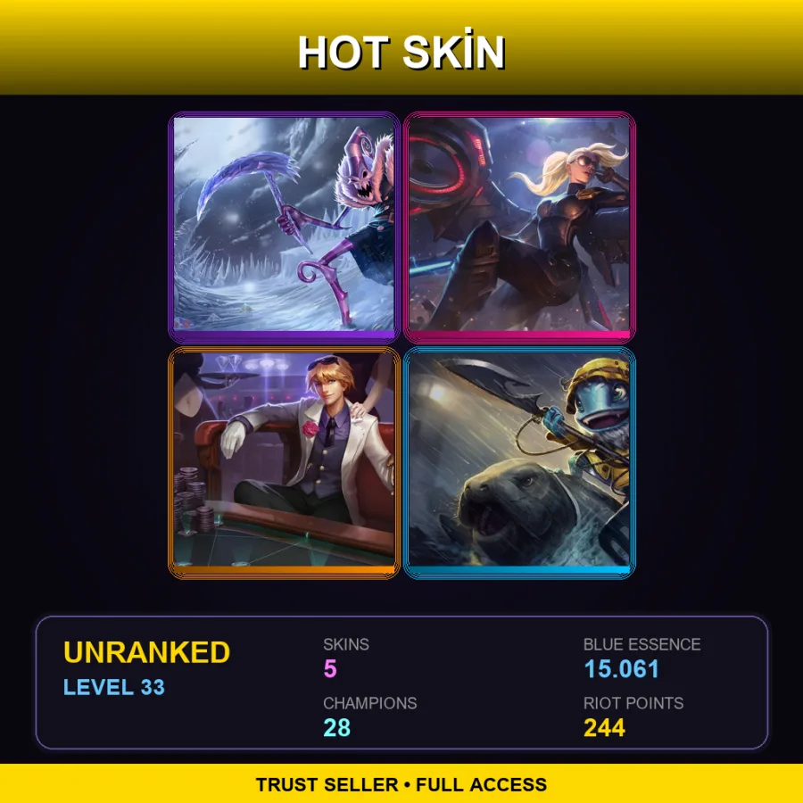 NA | Lv33 | Unranked | 5 Skin | 28 Champ